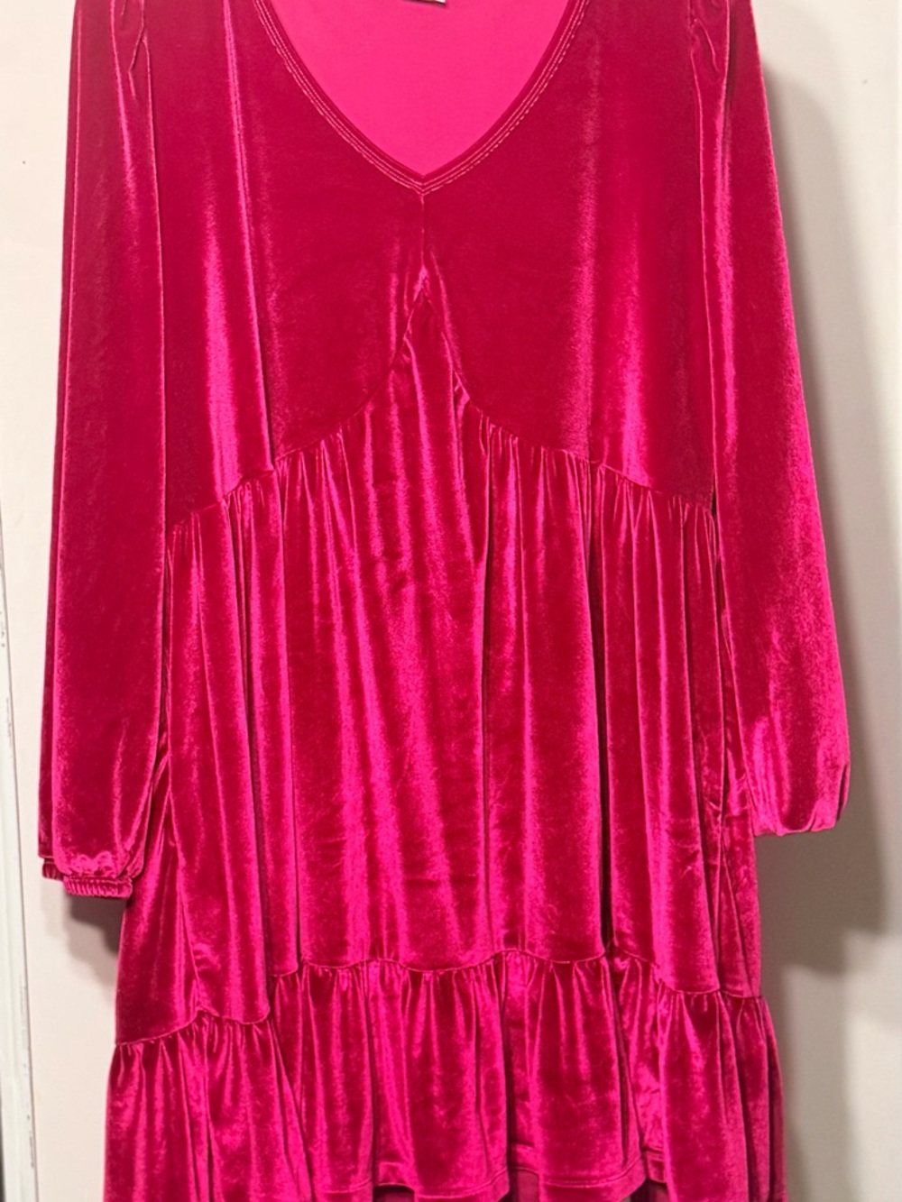 💖Smash + Tess Velvet V-Neck Babydoll Dress in “sangria” - Picture 4 of 4